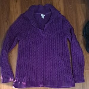L.L. Bean Purple Cowl Neck Sweater